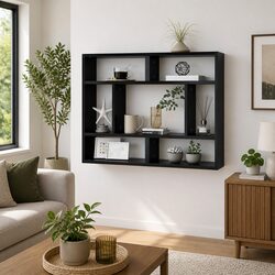Black Wall Shelf for Display and Storage 75x16x55cm