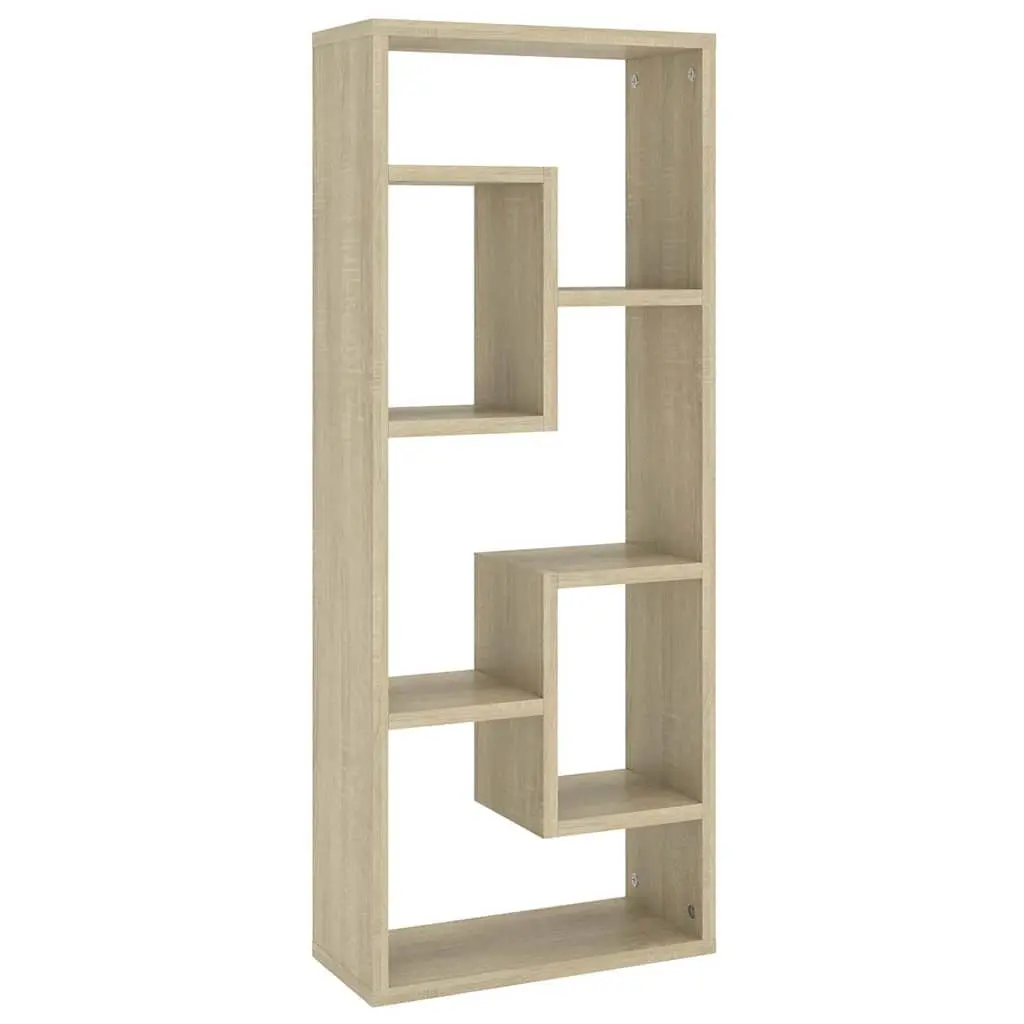 Wall Shelf Storage Display Unit Open Compartments Engineered Wood Brown