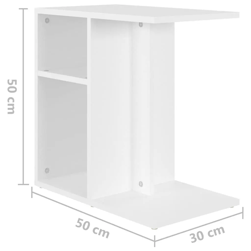 Side Table White 50x30x50 cm Accent Storage Furniture