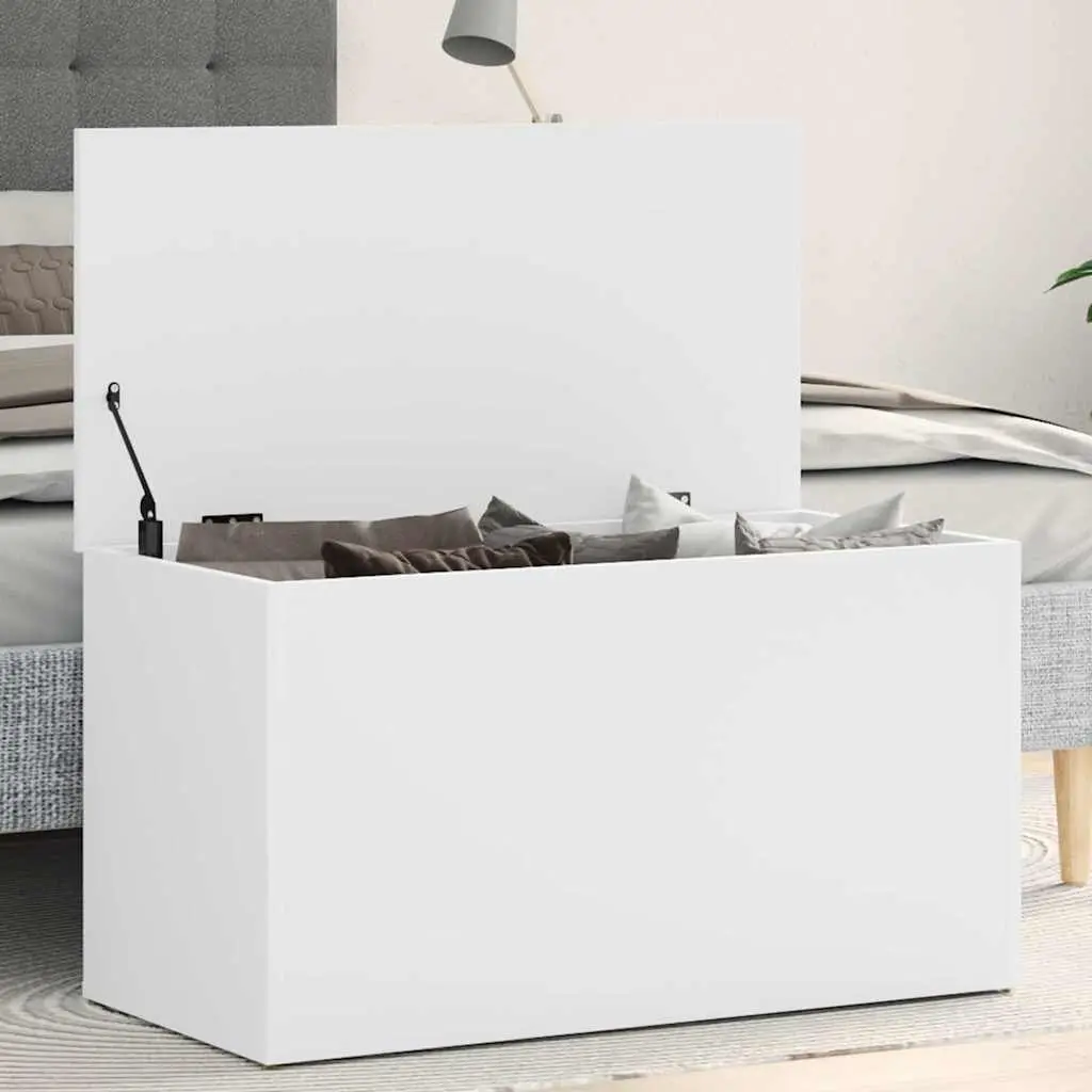 Storage Chest White Rectangular Engineered Wood Modern Organizer
