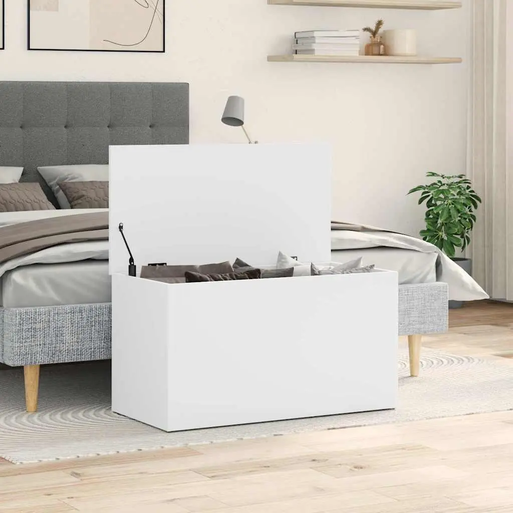 Storage Chest White Rectangular Engineered Wood Modern Organizer