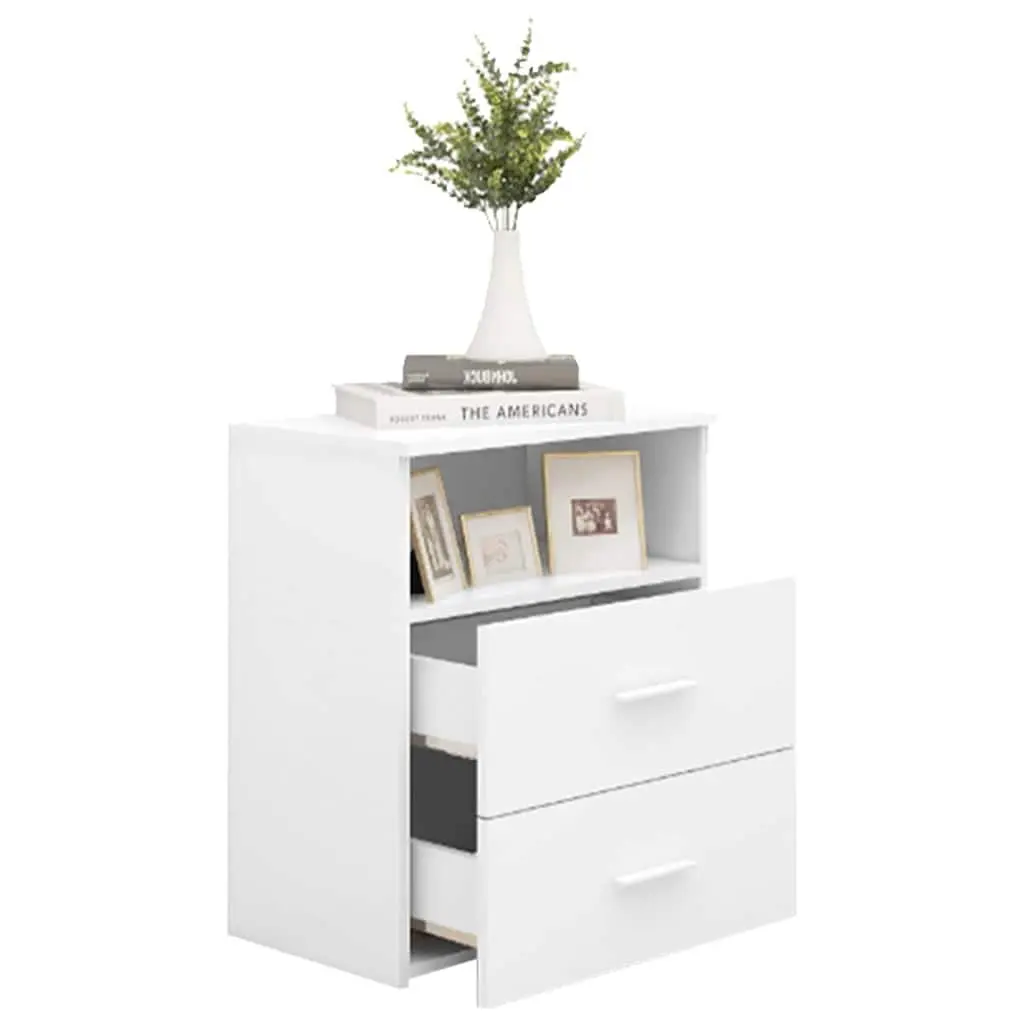 Bedside Table White Modern Nightstand Cabinet Storage Drawers Shelf