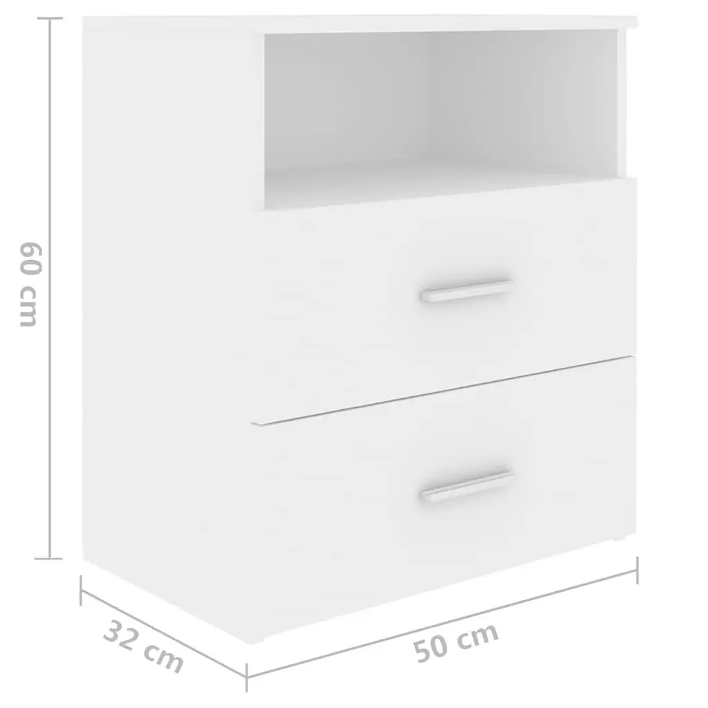 Bedside Table White Modern Nightstand Cabinet Storage Drawers Shelf