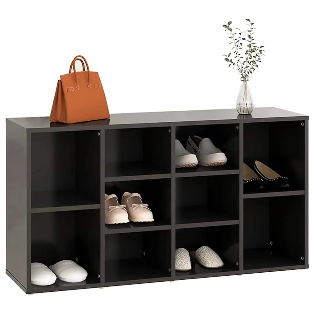 Shoe Bench Storage Organiser Grey 10 Shelves Wardrobe Cabinet Rack