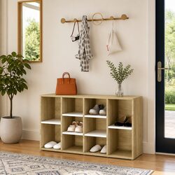 Shoe Bench Storage Cabinet Organiser 10 Shelves Hallway Entryway Furniture