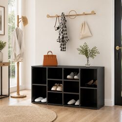 Shoe Bench Storage Cabinet Organiser 10 Shelves Grey High Gloss Home Furniture