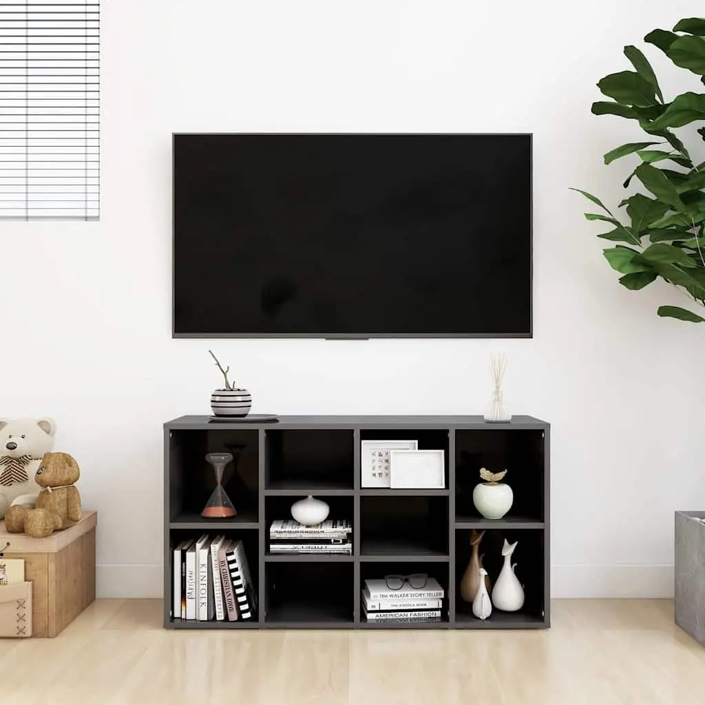 Shoe Bench Grey High Gloss 10 Shelves Multifunctional Storage Cabinet
