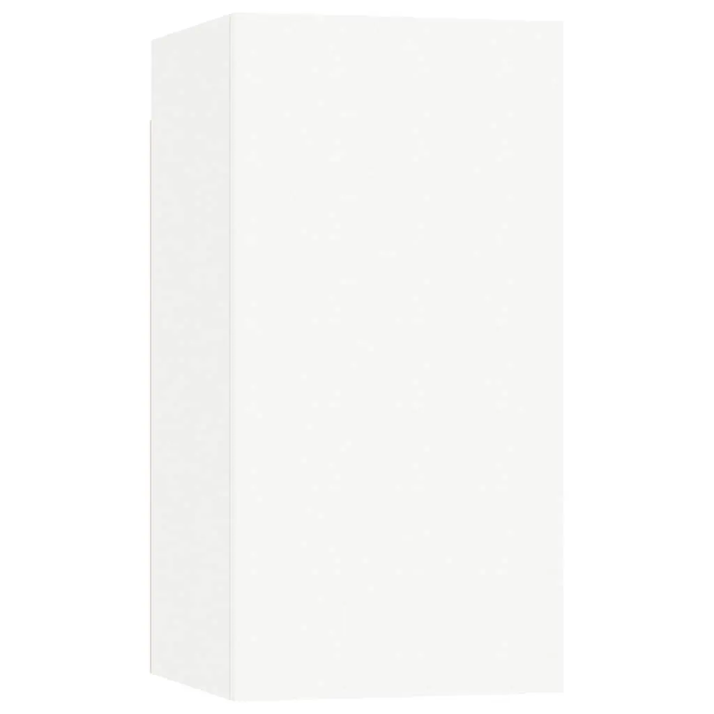 Wall-Mounted TV Cabinet Set 2 pcs White Storage Shelves Living Room Furniture