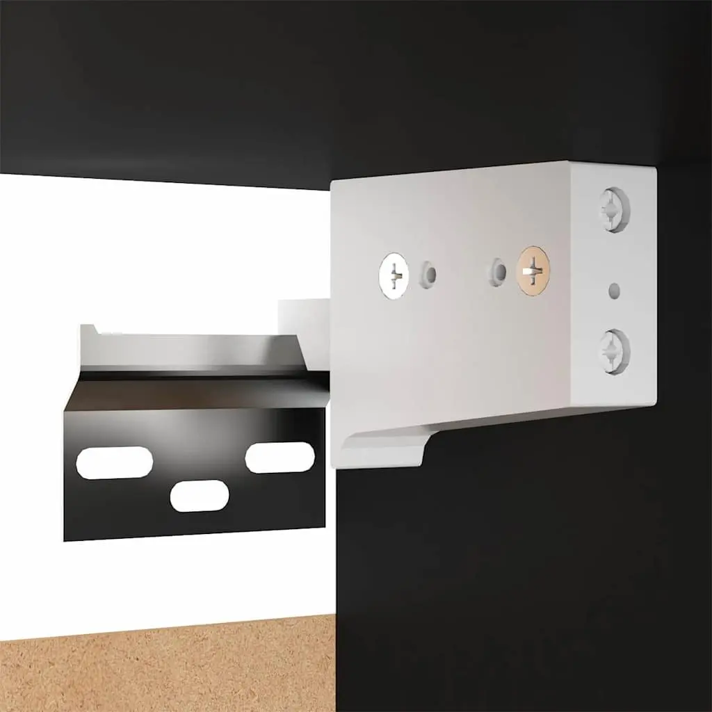 Wall-Mounted TV Cabinet Set Black 2 Pieces Storage Shelves