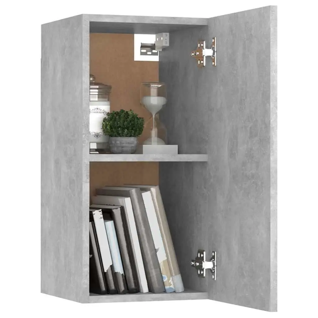 Wall-Mounted TV Cabinet Grey 2 Shelves Living Room Storage Unit Engineered Wood