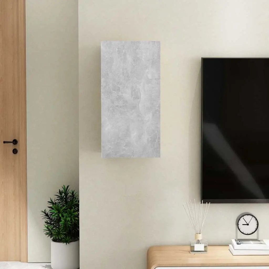 Wall-Mounted TV Cabinet Grey 2 Shelves Living Room Storage Unit Engineered Wood