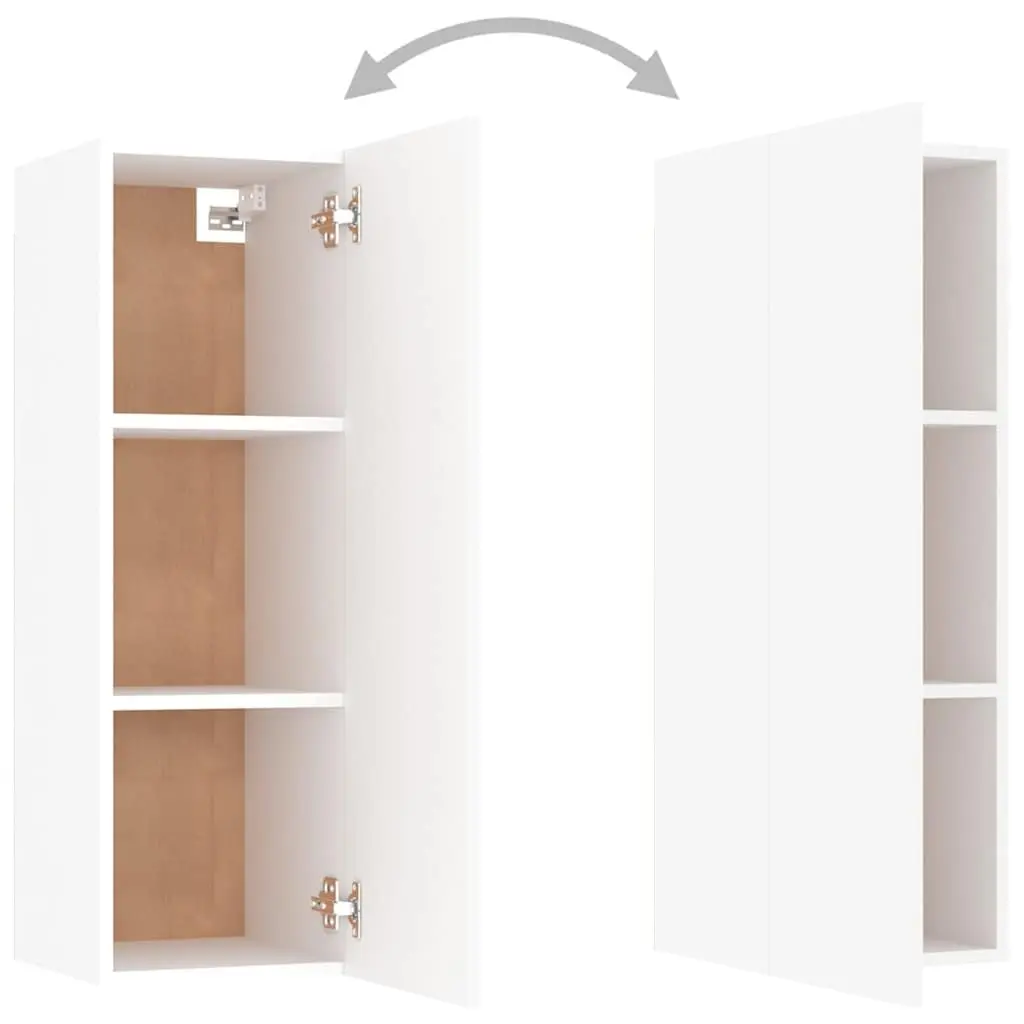 TV Cabinet White Wall-Mounted 2 Shelves Storage Unit
