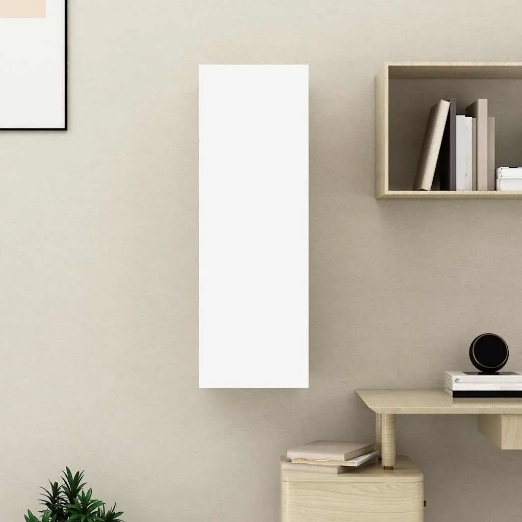 TV Cabinet White Wall-Mounted 2 Shelves Storage Unit