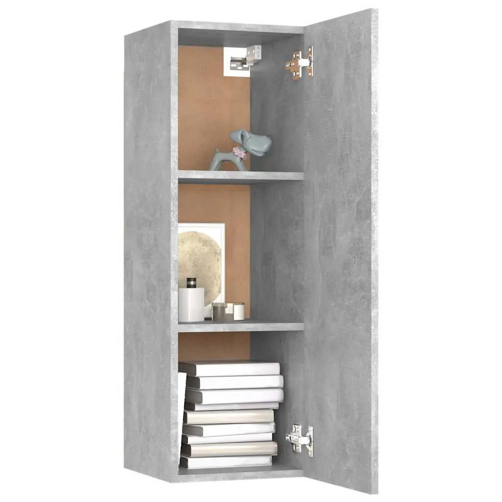 Grey Wall-Mounted TV Cabinet 30.5x30x90 cm Engineered Wood with Shelves for Organized Storage