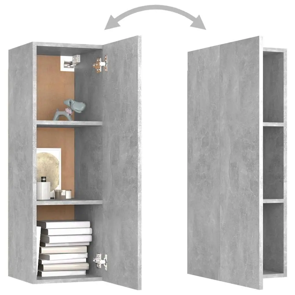 Grey Wall-Mounted TV Cabinet 30.5x30x90 cm Engineered Wood with Shelves for Organized Storage
