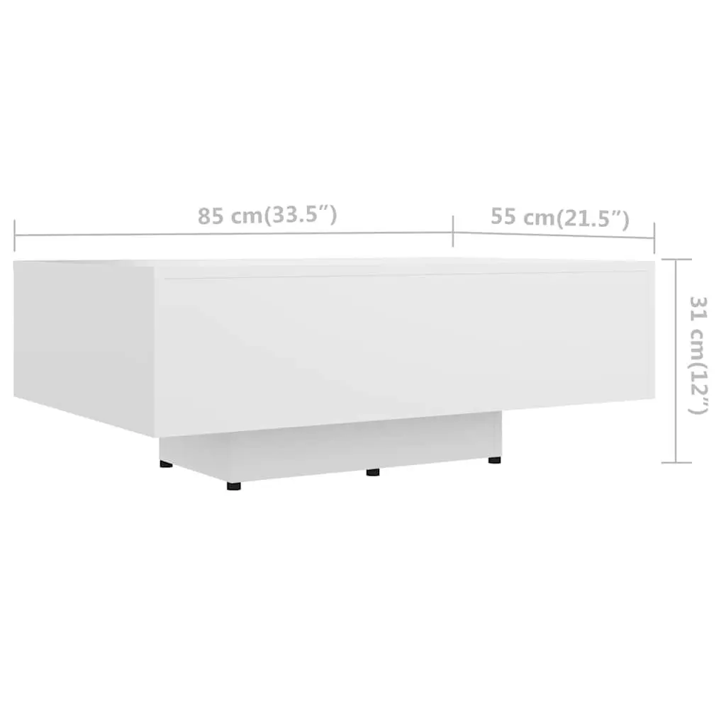 White Coffee Table Modern Design Living Room Accent Table Engineered Wood