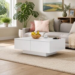 Simple White Coffee Table: Durable and Efficient