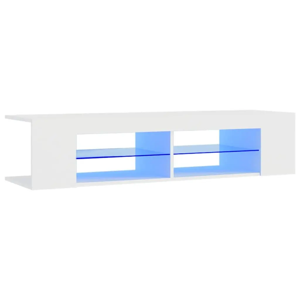 TV Cabinet with RGB LED Lights Modern Media Stand Storage White 135x39x30cm