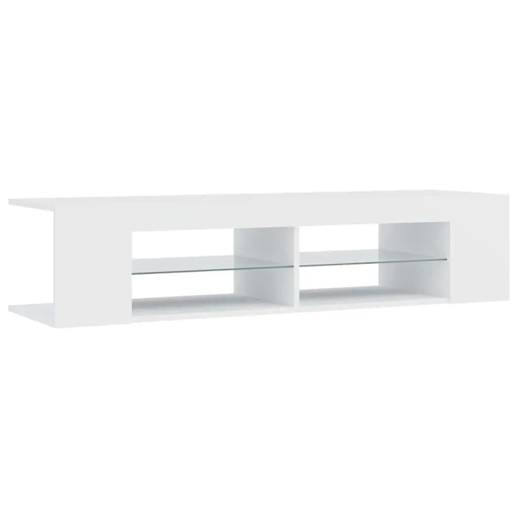 TV Cabinet with RGB LED Lights Modern Media Stand Storage White 135x39x30cm