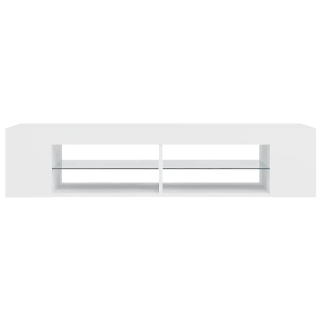 TV Cabinet with RGB LED Lights Modern Media Stand Storage White 135x39x30cm