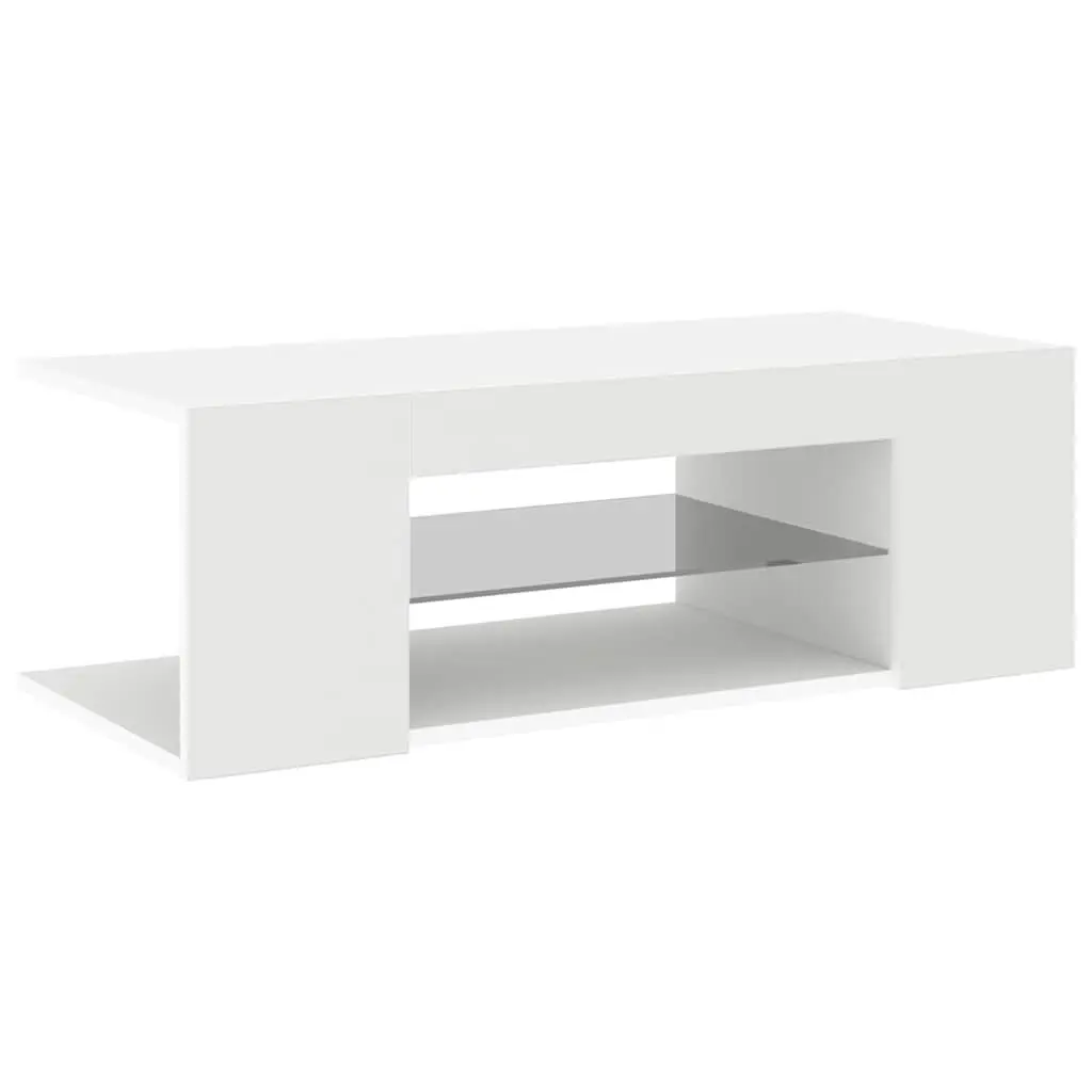 TV Cabinet White Modern Media Storage Unit with RGB LED Lights