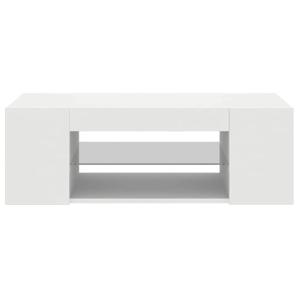 TV Cabinet White Modern Media Storage Unit with RGB LED Lights