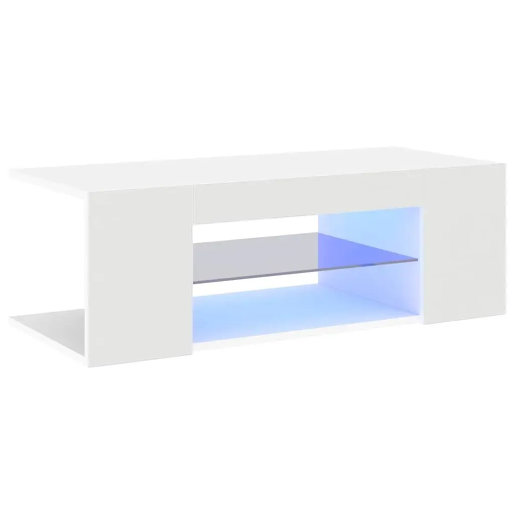 TV Cabinet White Modern Media Storage Unit with RGB LED Lights