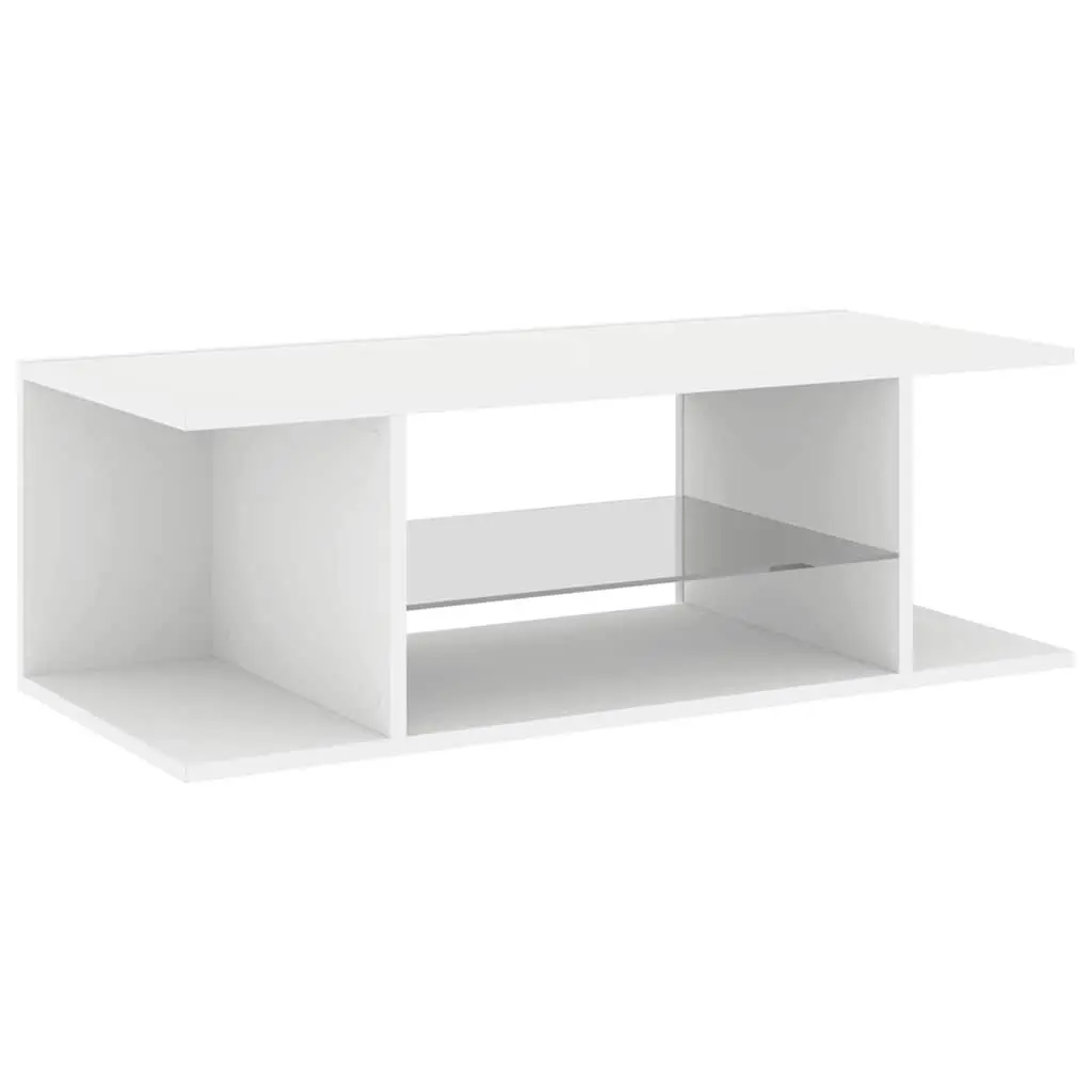 TV Cabinet White Modern Media Storage Unit with RGB LED Lights