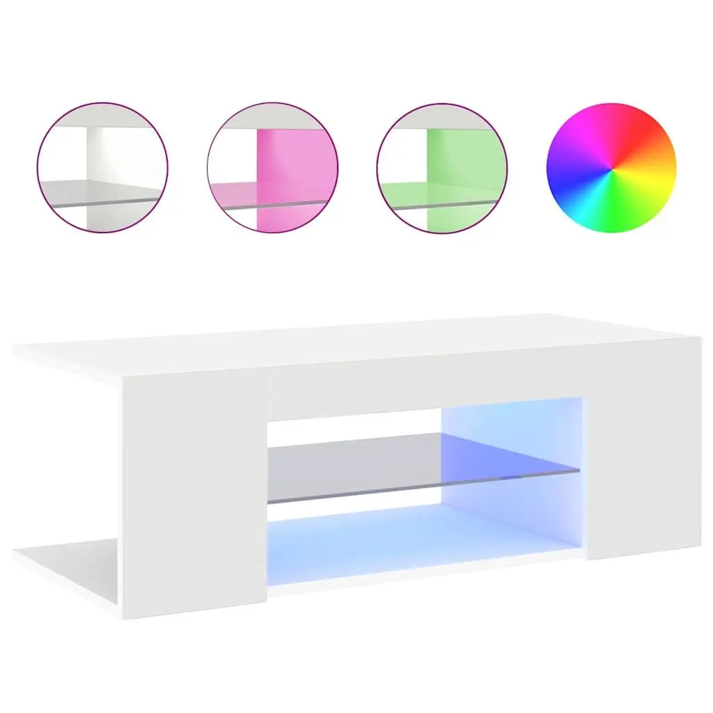 TV Cabinet White Modern Media Storage Unit with RGB LED Lights