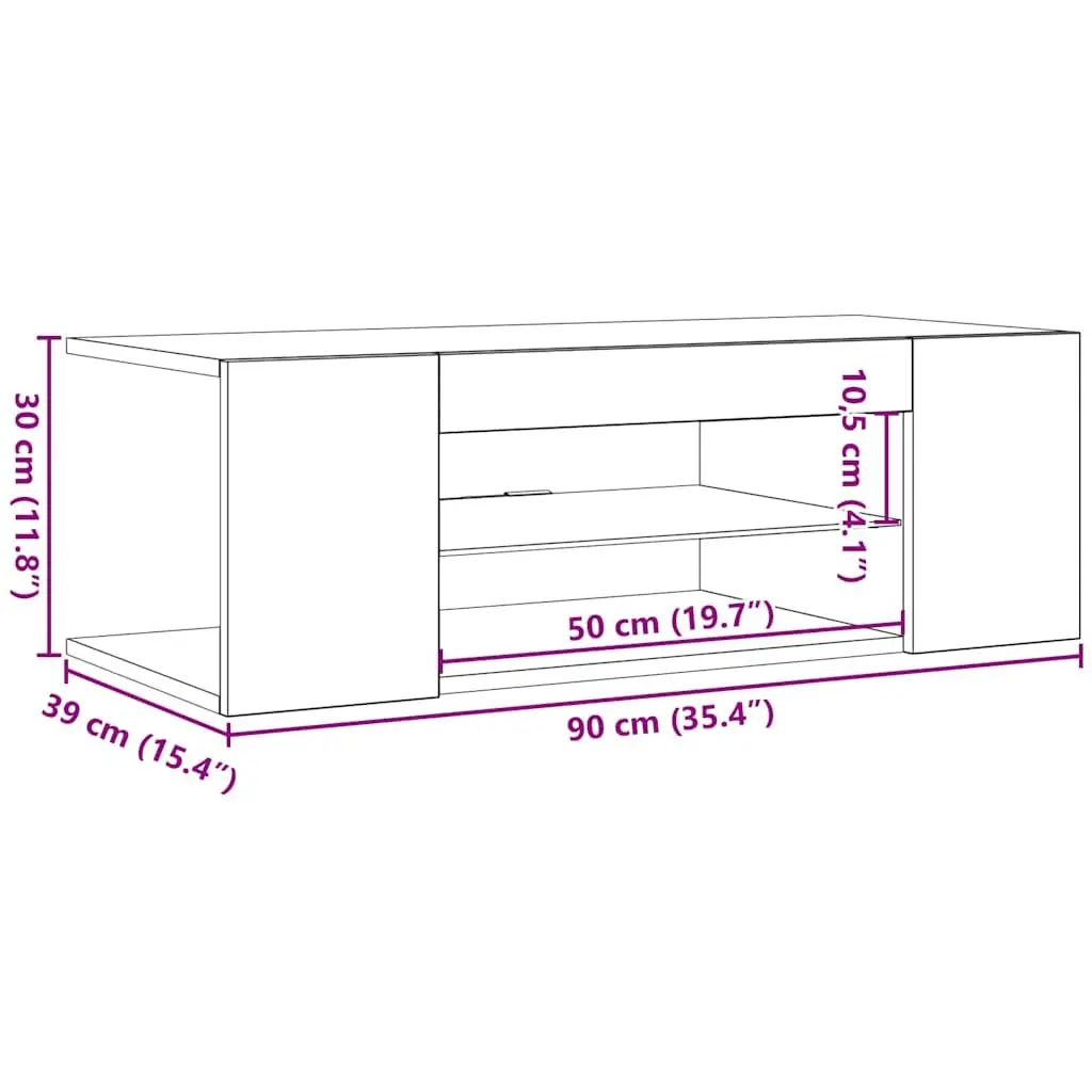 TV Cabinet White Modern Media Storage Unit with RGB LED Lights