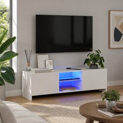 Compact White TV Cabinet with Modern Design