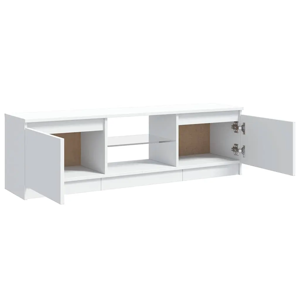TV Cabinet White 120x30x36cm Modern LED Media Unit with Two Shelves for Living Room Bedroom Storage