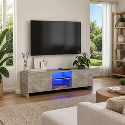 Sleek Grey TV Cabinet with LED Lights for Your Home