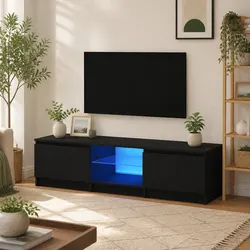 Black Entertainment Unit with Stylish LED Features