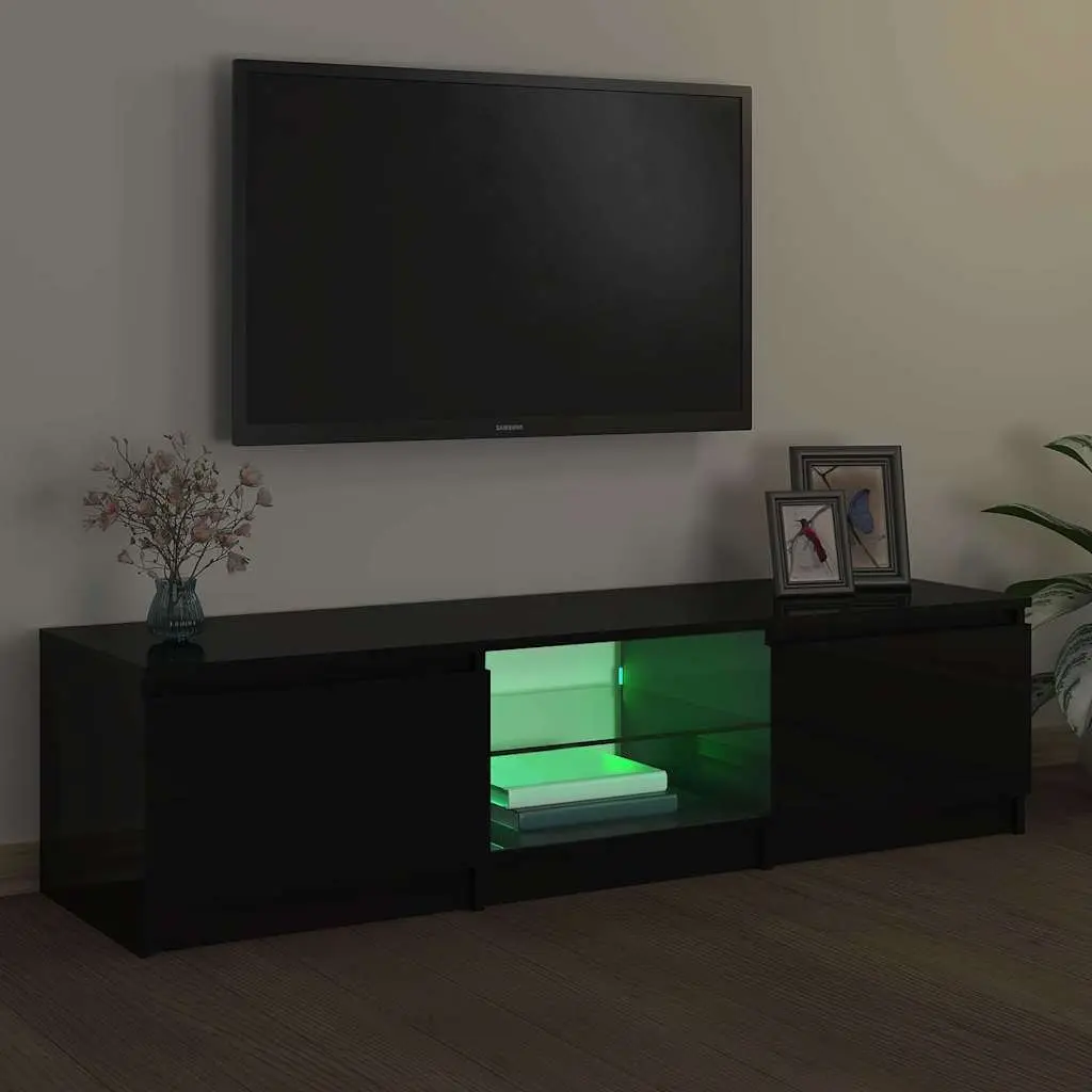TV Cabinet Black 140 x 40 x 36 cm RGB LED Lights Storage Organiser