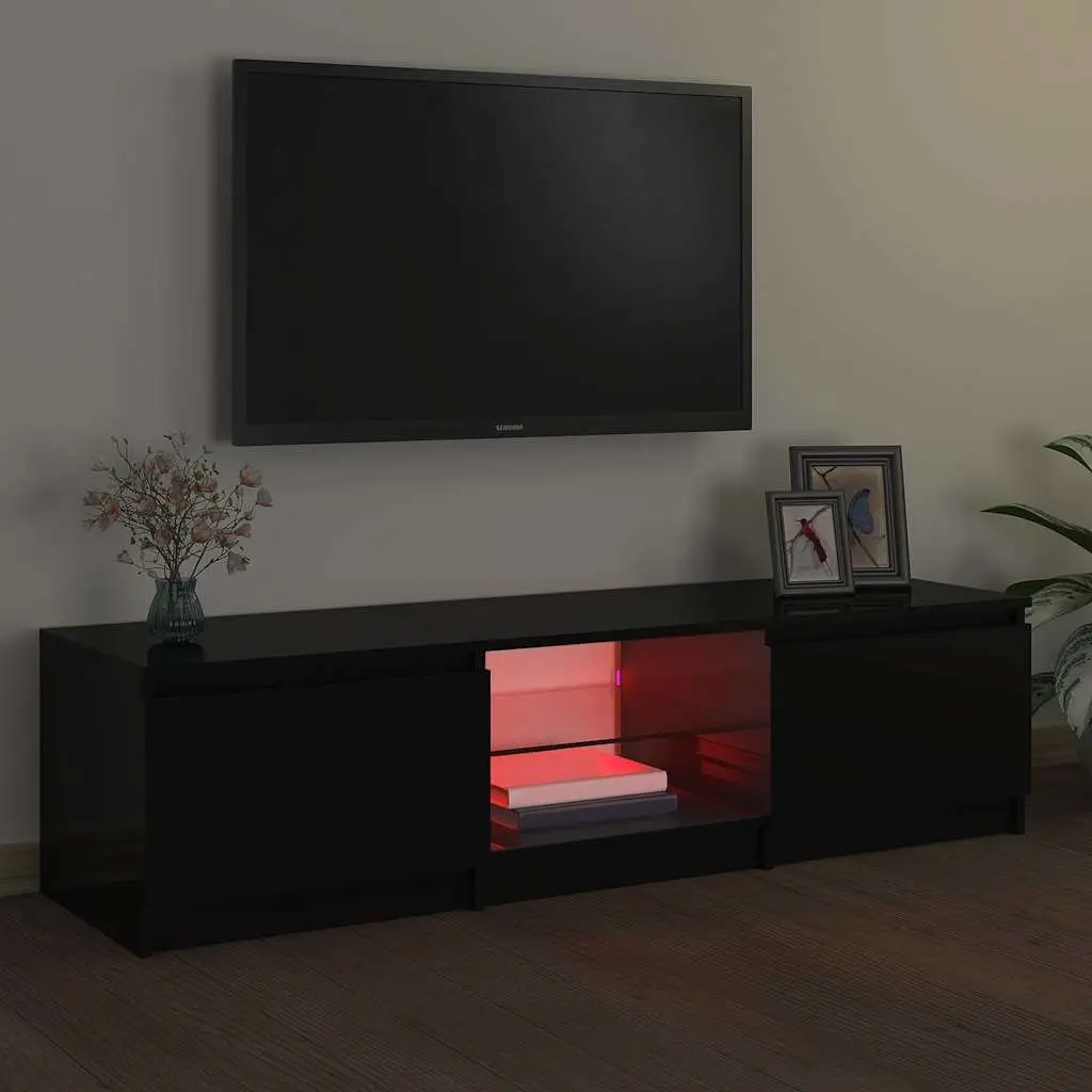 TV Cabinet Black 140 x 40 x 36 cm RGB LED Lights Storage Organiser