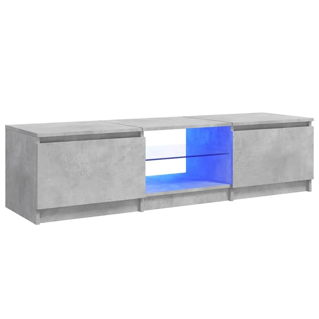 TV Cabinet Grey 140x40x36cm Integrated RGB LED Lights Storage Shelves Compartments
