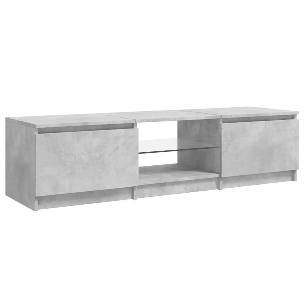 TV Cabinet Grey 140x40x36cm Integrated RGB LED Lights Storage Shelves Compartments