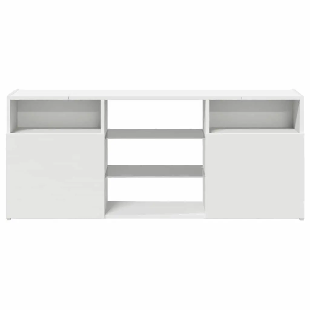 TV Cabinet White 120x30x50cm LED Lights Modern Media Storage Unit