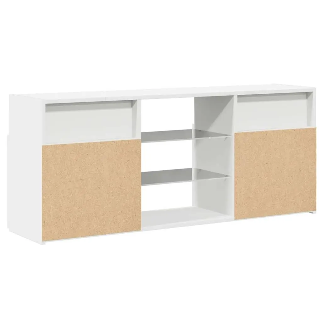 TV Cabinet White 120x30x50cm LED Lights Modern Media Storage Unit
