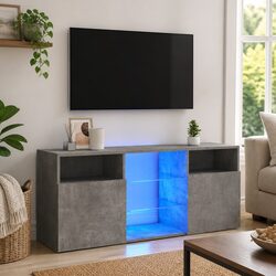 Compact Grey TV Cabinet with RGB Lighting