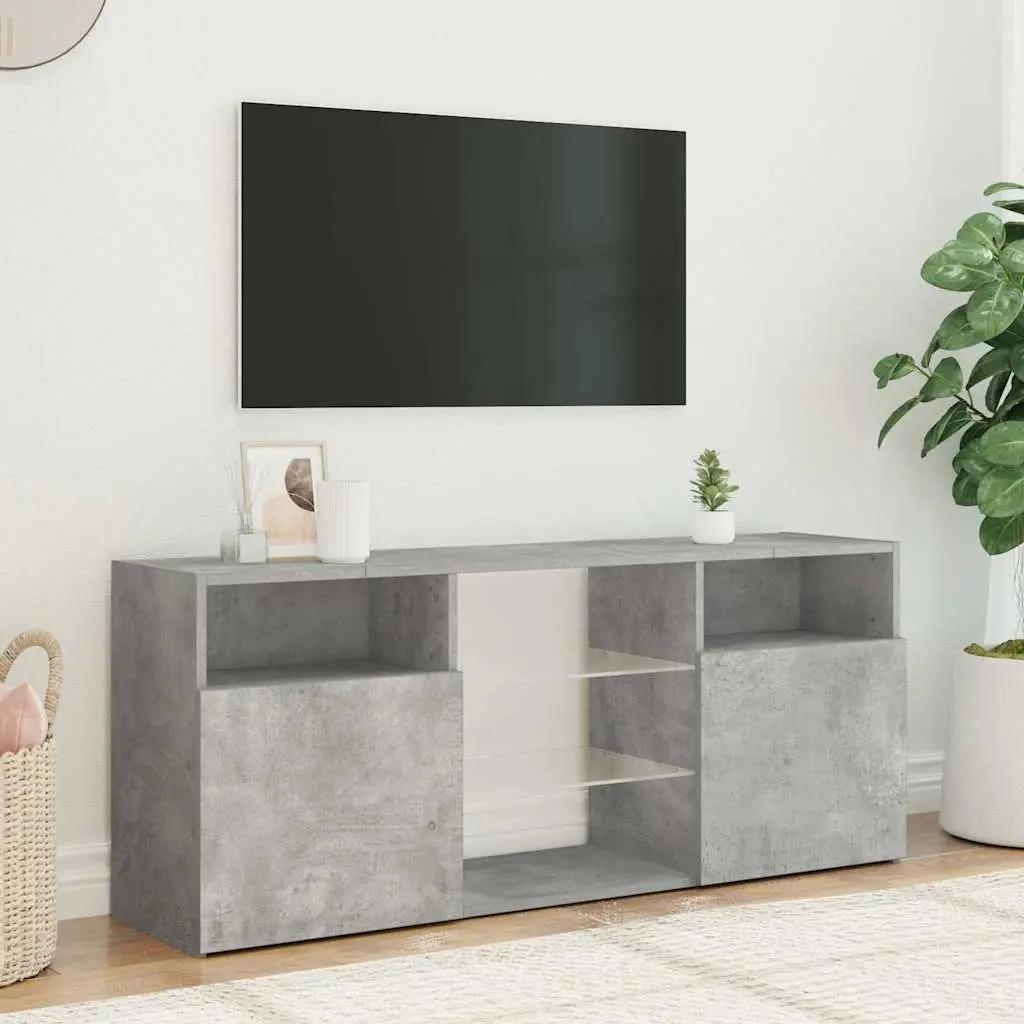 TV Cabinet Grey 120cm RGB LED Lights Media Storage Unit