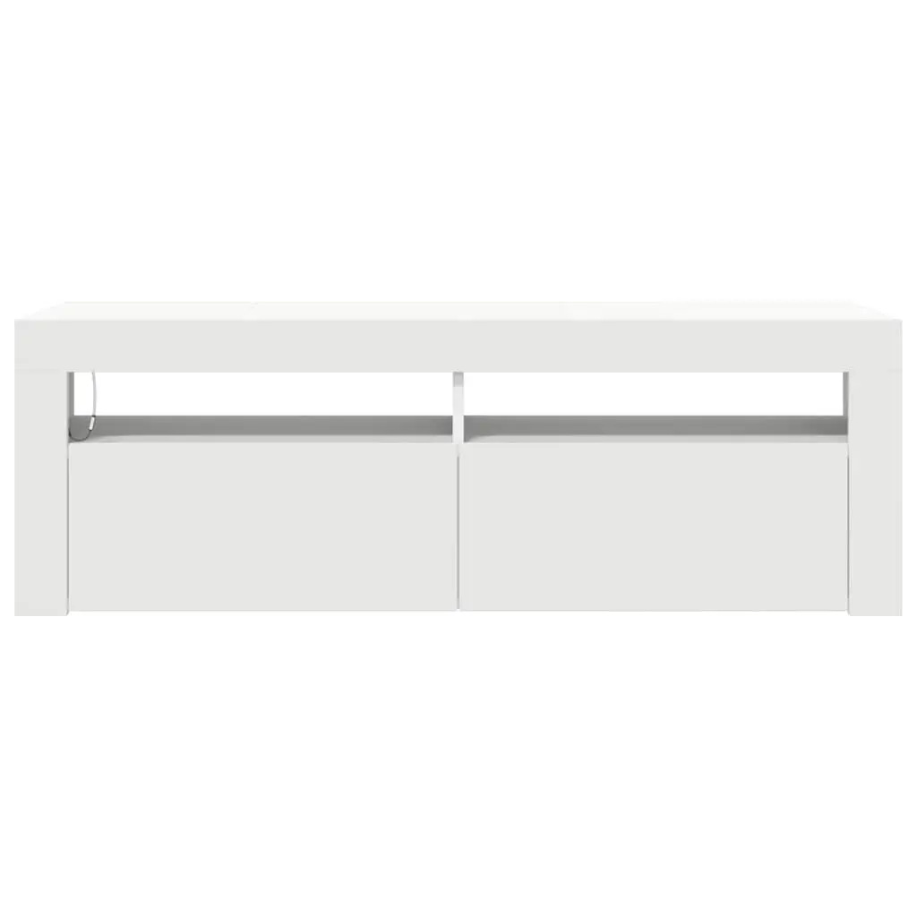 TV Cabinet White Modern RGB LED Lights Storage Unit