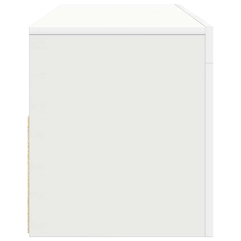TV Cabinet White Modern RGB LED Lights Storage Unit