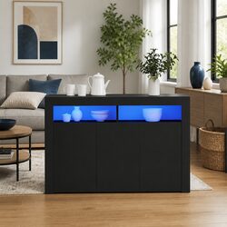 Compact Black Sideboard with RGB Lights - Quality and Design