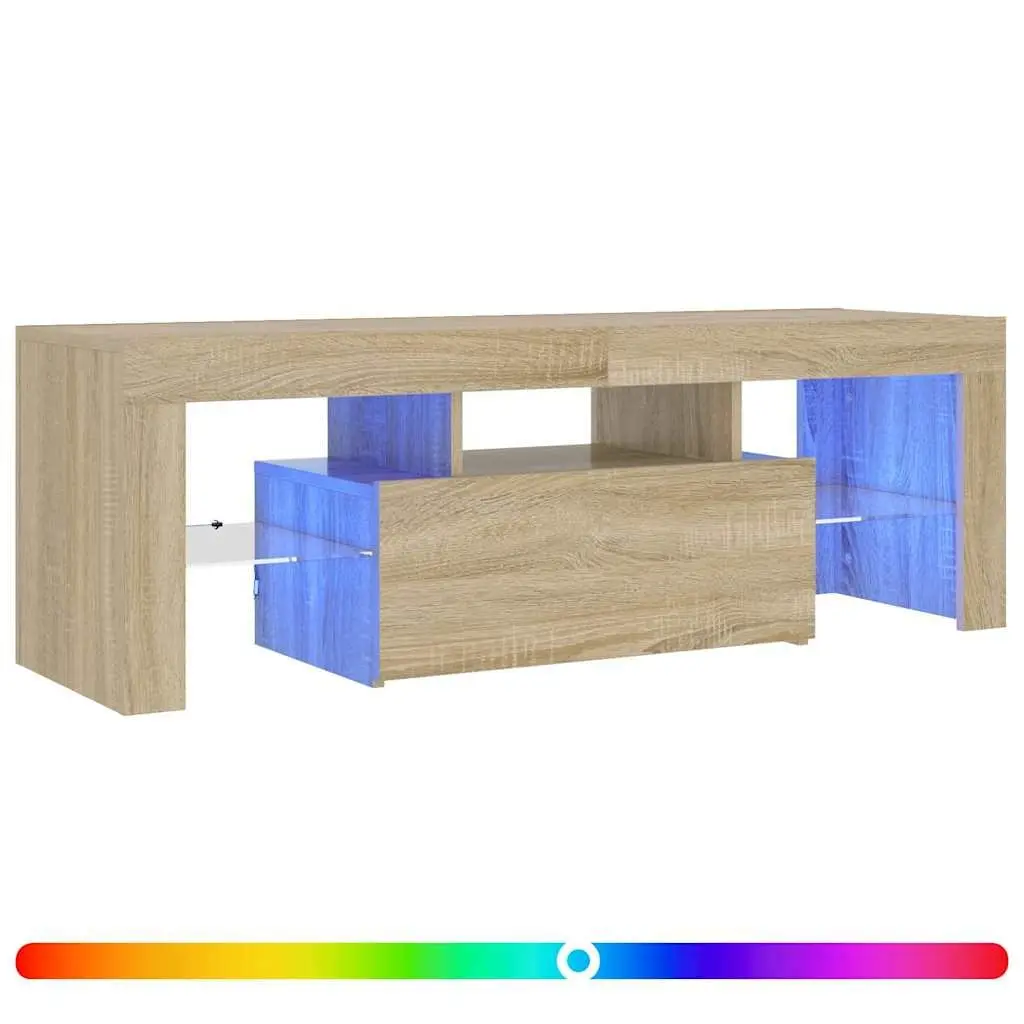 TV Cabinet with RGB LED Lights Sonoma Oak Media Storage Stand 120x35x40cm
