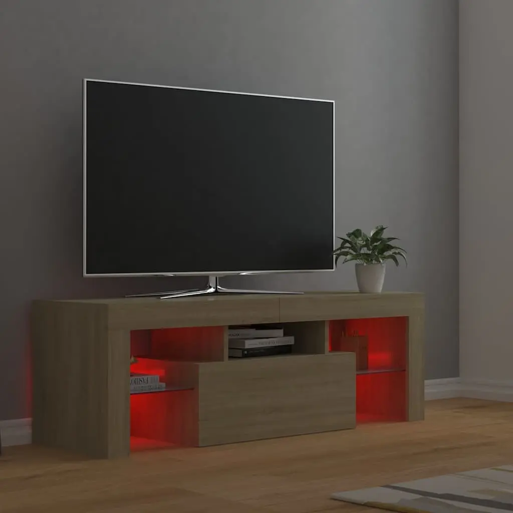TV Cabinet with RGB LED Lights Sonoma Oak Media Storage Stand 120x35x40cm