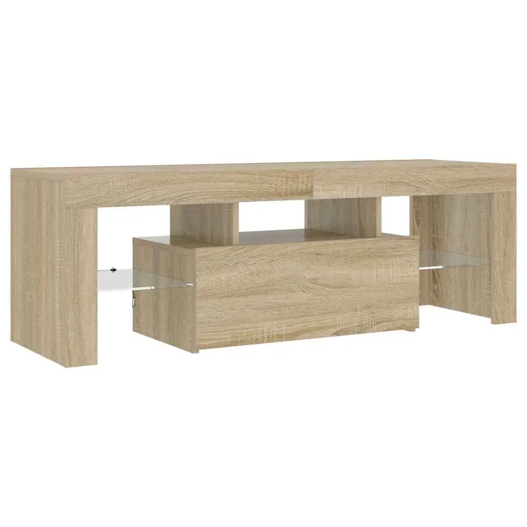 TV Cabinet with RGB LED Lights Sonoma Oak Media Storage Stand 120x35x40cm