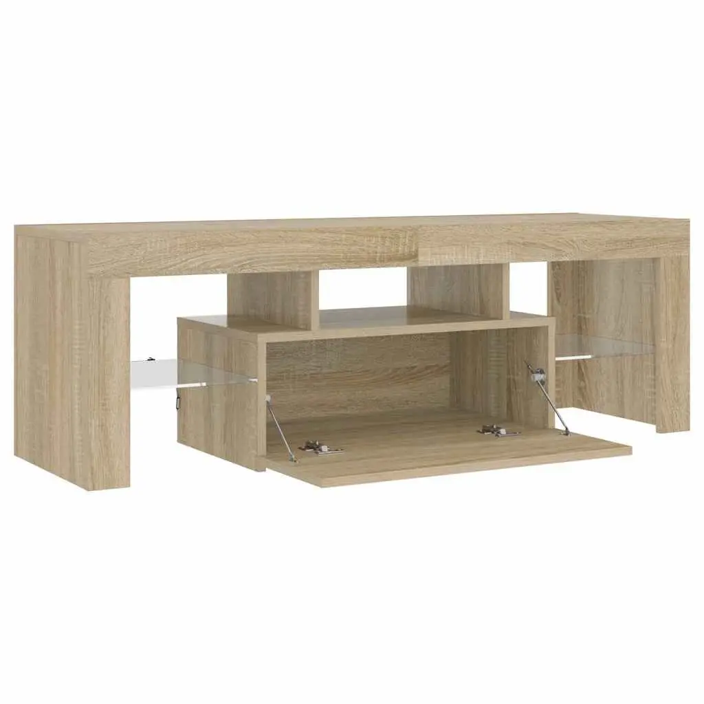 TV Cabinet with RGB LED Lights Sonoma Oak Media Storage Stand 120x35x40cm