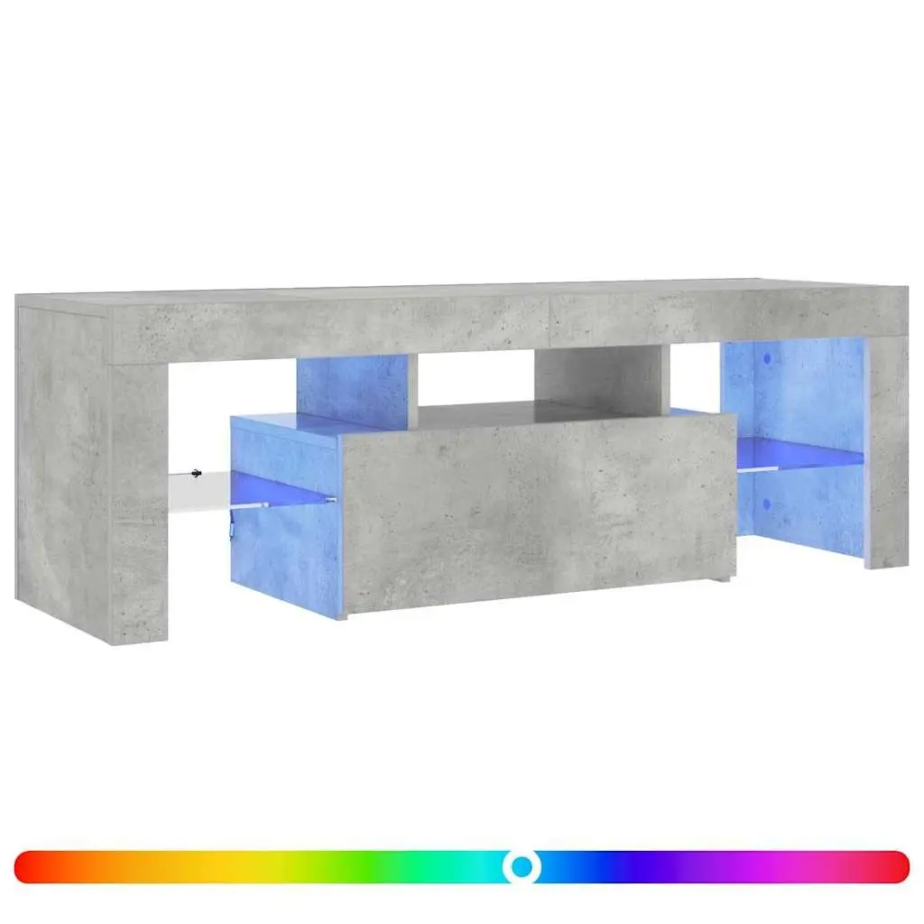 TV Cabinet Grey 120L x 35W x 40H cm RGB LED Lights Media Storage Stand